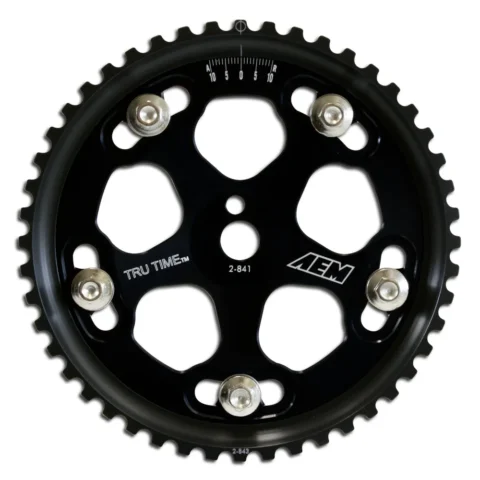 Tru-Time Adjustable Cam Gear, Black Anodized, 5-Bolt design, Fits Mitsubishi 4G63 engine
