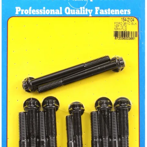 12-Pt Head Black Oxide Intake Manifold Bolts for Ford 351C, 351-400M